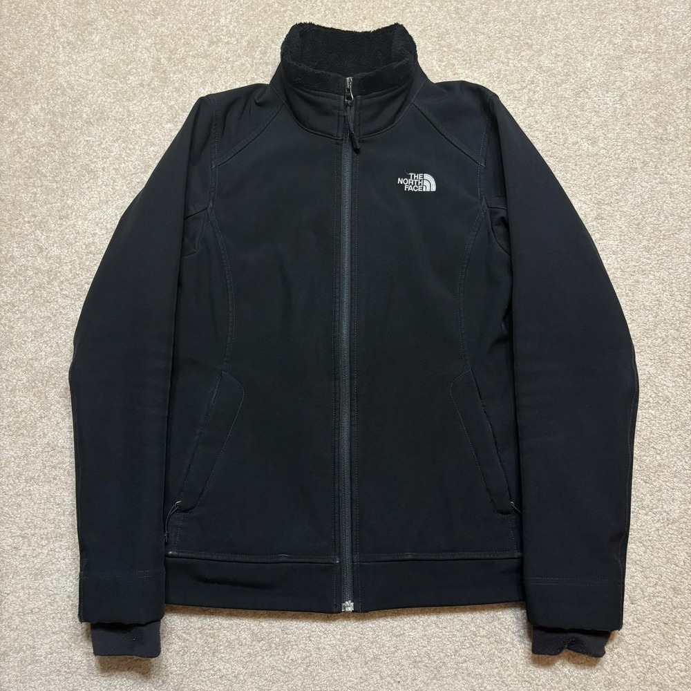 The North Face Jacket Womens Small Black Softshell Fleece Lined Full Zip Outdoor